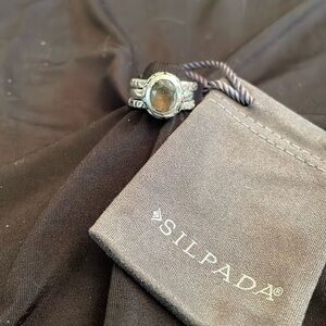 VINTAGE Sterling Silpada  3 ring Filigree Smoky Quartz ring R1384 Sz 5.75 in